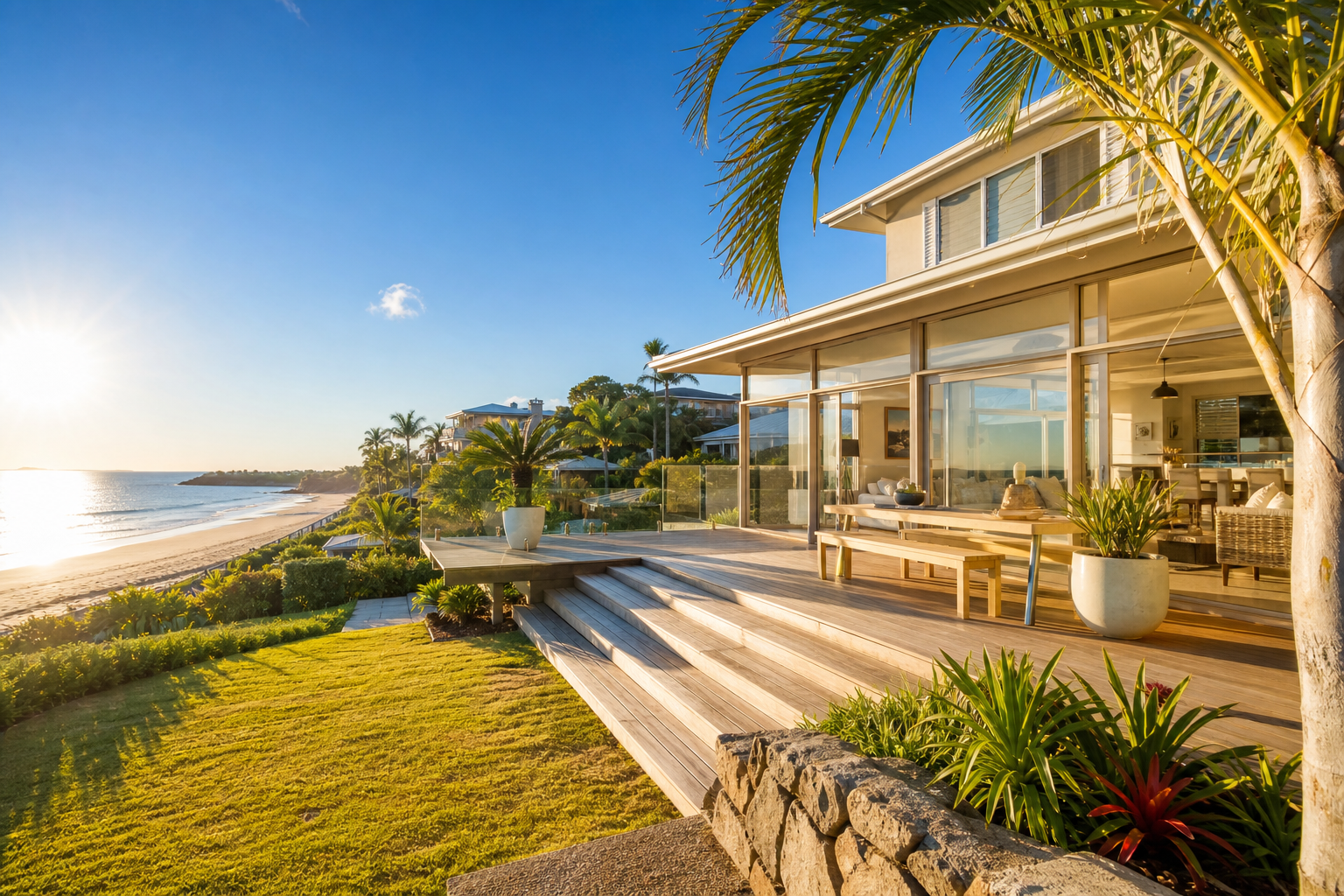 Beach house with beautiful windows